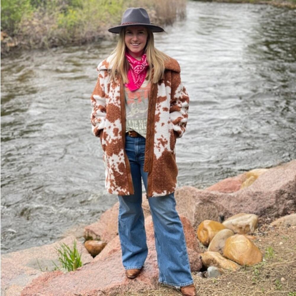 NVLT Cow Print Teddy Coat